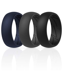 ThunderFit Silicone Wedding Rings for Men Breathable Airflow Inner Grooves - Breathable Edition Rubber Engagement Bands - 8.5mm Wide - 2.5mm Thick