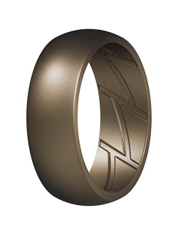 ThunderFit Silicone Wedding Rings for Men Breathable Airflow Inner Grooves - Breathable Edition Rubber Engagement Bands - 8.5mm Wide - 2.5mm Thick