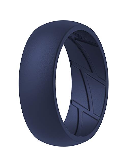 ThunderFit Silicone Wedding Rings for Men Breathable Airflow Inner Grooves - Breathable Edition Rubber Engagement Bands - 8.5mm Wide - 2.5mm Thick