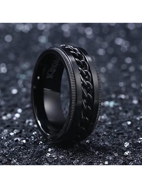 King Will Intertwine 8mm Spinner Ring Stainless Steel Fidget Ring Anxiety Ring for Men Black/Blue/Silver/Gold