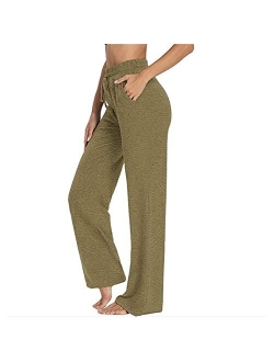 Women Loose Casual Wide Leg Yoga Pant Comfy Flowy Lounge Sweatpants Joggers Pants with Pockets