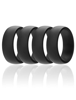 ROQ Silicone Wedding Ring for Men Affordable Silicone Rubber Band, 7 Pack, 4 Pack & Singles - Camo, Metal Look Silver, Black, Grey, Light Grey