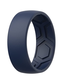 ThunderFit Silicone Rings for Men - 7 Rings / 4 Rings / 1 Ring - Breathable Patterned Design Wedding Bands 8mm Wide - 2.5mm Thick