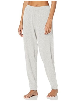 Women's Solid French Terry Cuffed Long Lounge Pant with Pockets