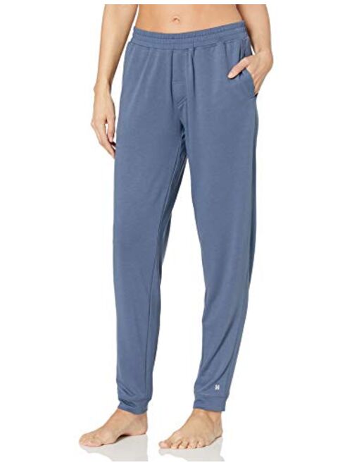 HUE Women's Solid French Terry Cuffed Long Lounge Pant with Pockets