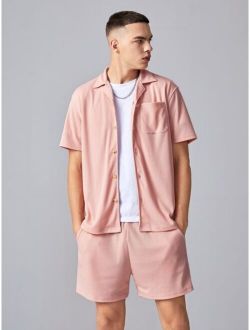 Men Patch Pocket Shirt & Shorts Set Without Tee