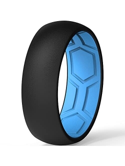 ThunderFit Men Breathable Air Grooves Silicone Wedding Ring Wedding Bands - 7 Rings / 4 Rings / 1 Ring - 8mm Width 2mm Thickness