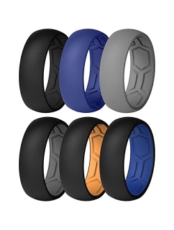 ThunderFit Men Breathable Air Grooves Silicone Wedding Ring Wedding Bands - 7 Rings / 4 Rings / 1 Ring - 8mm Width 2mm Thickness