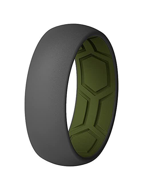 ThunderFit Men Breathable Air Grooves Silicone Wedding Ring Wedding Bands - 7 Rings / 4 Rings / 1 Ring - 8mm Width 2mm Thickness