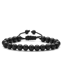 MONOZO Beaded Bracelets for Men Women - 8mm Tiger Eye Bead Bracelet Adjustable Natural Lava Rock Stone Essential Oil Anxiety Aromatherapy Bracelets Jewelry Gifts