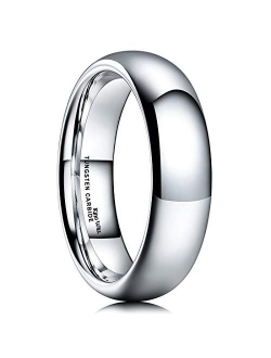 King Will Basic Men's 2mm 4mm 6mm 8mm High Polished Comfort Fit Domed Tungsten Carbide Ring Silver Black Wedding Band