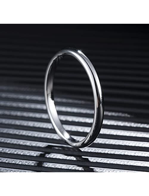 King Will Basic Men's 2mm 4mm 6mm 8mm High Polished Comfort Fit Domed Tungsten Carbide Ring Silver Black Wedding Band