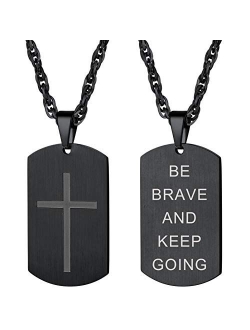 PROSTEEL Stainless Steel Cross Jewelry, Mens Womens Jewelry, Dog Tags Pendant, Military Tag with Words, Inspirational Necklace