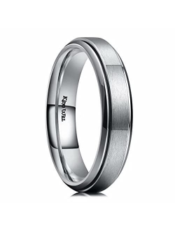 King Will Basic 4mm 5mm 6mm 7mm 8mm 9mm Mens Titanium Wedding Ring Brushed Finished Wedding Band Comfort Fit Stepped Edge