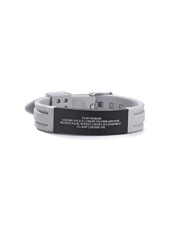 MEALGUET to My Husband Gift I Will Keep Choosing You Love Quote Engraved Personalized Handsome Black Silicone Bracelet Wristband for him, Gift from Wife,Birthday Annivers