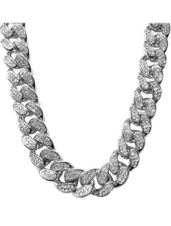 Apzzic 12mm Gold Plated Hip Hop Iced Out Full CZ Prong Diamond Miami Cuban Link Chain Necklace Bracelet with Giftbox for Men and Women