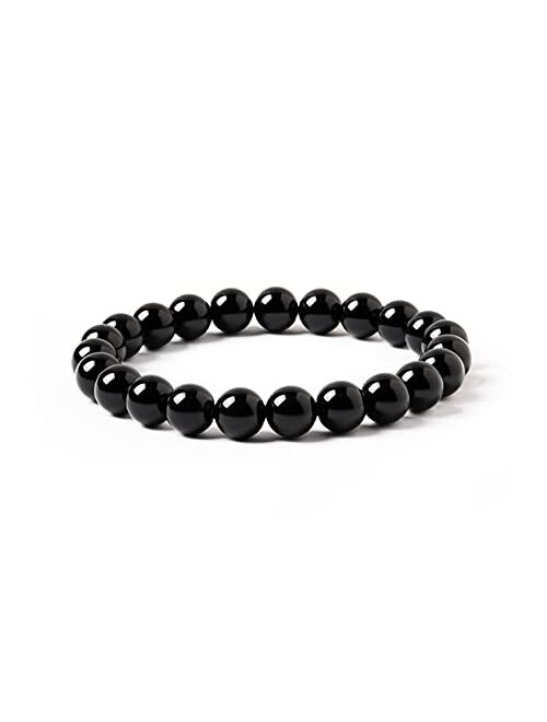 TIGERSTAR Natural Lava Rock Beads Bracelet,Stretch Elastic Bracelets,Adjustable Braided Rope Gemstone Bracelets for Men Women (4Pcs Set-002)…