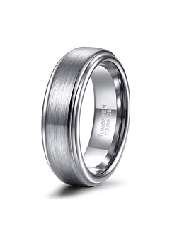 TRUMIUM 6mm 8mm Tungsten Carbide Wedding Ring Band for Men Women Step Edge Black/Silver Engraved I Love You Comfort Fit 4-15