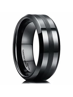 King Will 8mm Tungsten Carbide Ring for Men Silver/Gold/Black Wedding Band Matte Brushed Polish Finish