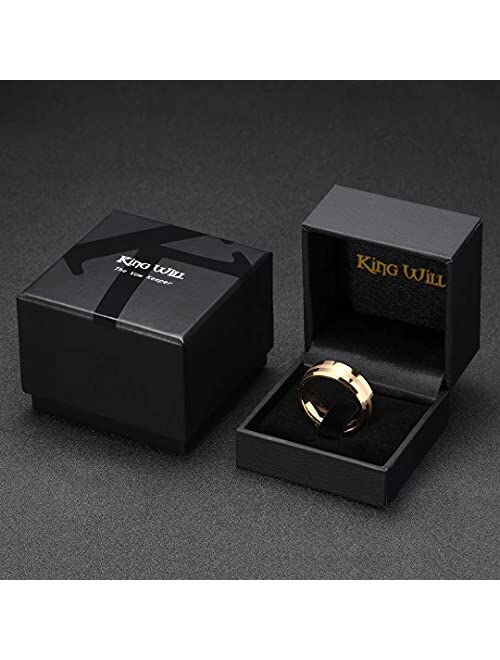 King Will 8mm Tungsten Carbide Ring for Men Silver/Gold/Black Wedding Band Matte Brushed Polish Finish