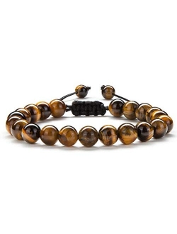 Hamoery Men Women Gifts Bracelet Braided Rope Natural Tiger Eye Stone Yoga Bracelet Bangle-21018