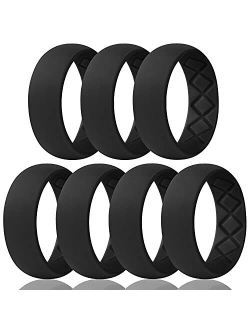 Egnaro Silicone Ring for Men, Breathable Mens' Rubber Wedding Bands for Crossfit Workout, 8.5mm Wide - 2.5mm Thick