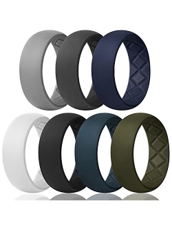 Egnaro Silicone Ring for Men, Breathable Mens' Rubber Wedding Bands for Crossfit Workout, 8.5mm Wide - 2.5mm Thick