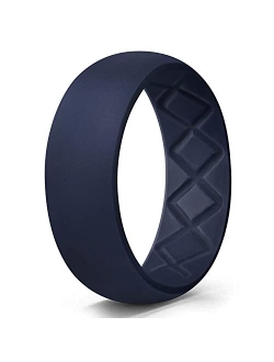 Egnaro Silicone Ring for Men, Breathable Mens' Rubber Wedding Bands for Crossfit Workout, 8.5mm Wide - 2.5mm Thick