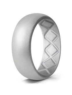 Egnaro Silicone Ring for Men, Breathable Mens' Rubber Wedding Bands for Crossfit Workout, 8.5mm Wide - 2.5mm Thick