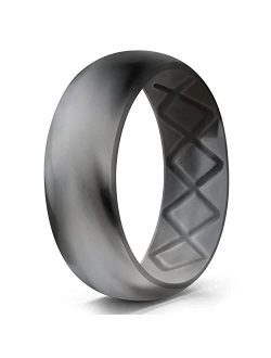 Egnaro Silicone Ring for Men, Breathable Mens' Rubber Wedding Bands for Crossfit Workout, 8.5mm Wide - 2.5mm Thick