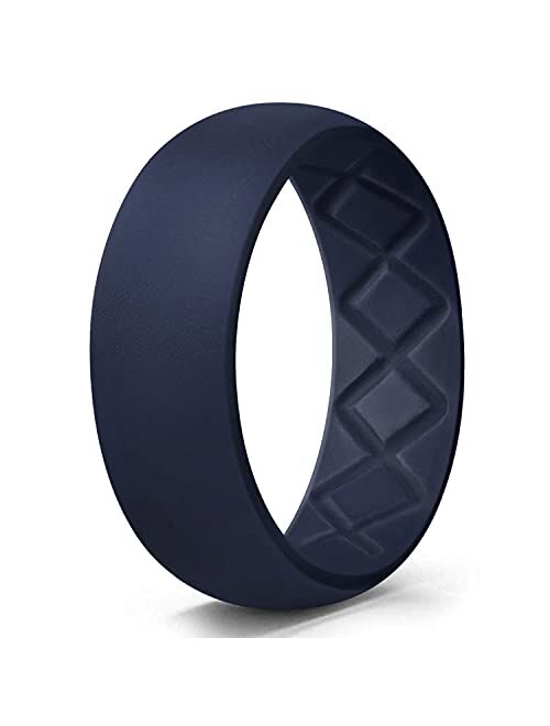 New Look Egnaro Silicone Ring for Men, Breathable Mens' Rubber Wedding Bands for Crossfit Workout, 8.5mm Wide - 2.5mm Thick