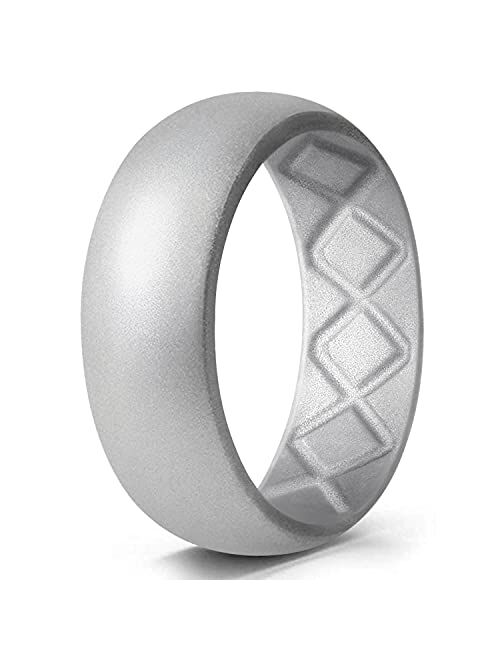 New Look Egnaro Silicone Ring for Men, Breathable Mens' Rubber Wedding Bands for Crossfit Workout, 8.5mm Wide - 2.5mm Thick