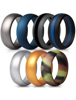 Saco Band Mens Silicone Rings Wedding Bands - 7 Pack / 1 Ring