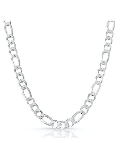 Figaro Chain Sterling Silver X ITProLux Technology 2MM-10.5MM | No Kinks, Not Flimsy, Strong & Sturdy | Silver Chain Necklace for Men & Women | Solid 925 Italy | Next Lev