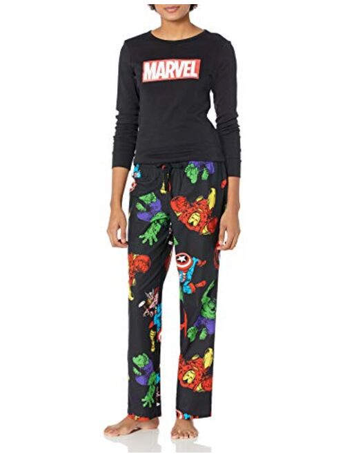 Amazon Essentials Women's Disney Star Wars Marvel Flannel Pajamas Sleep Sets