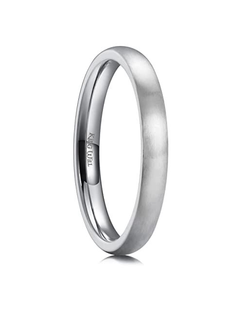 King Will Basic 3MM/5MM/7MM/9MM Silver/Black Titanium Ring Brushed/Matte Comfort Fit Wedding Band for Men