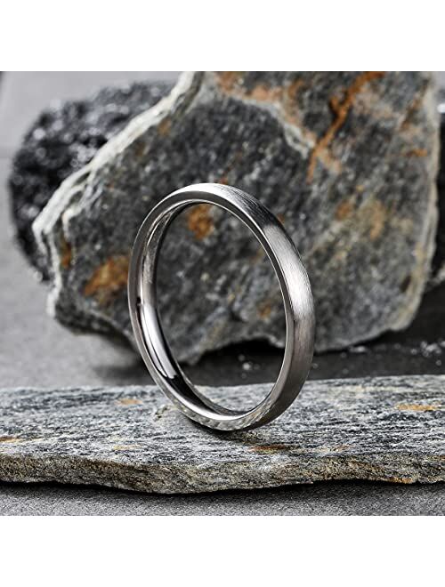 King Will Basic 3MM/5MM/7MM/9MM Silver/Black Titanium Ring Brushed/Matte Comfort Fit Wedding Band for Men