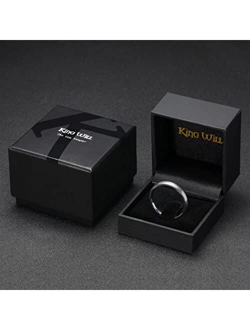 King Will Basic 3MM/5MM/7MM/9MM Silver/Black Titanium Ring Brushed/Matte Comfort Fit Wedding Band for Men