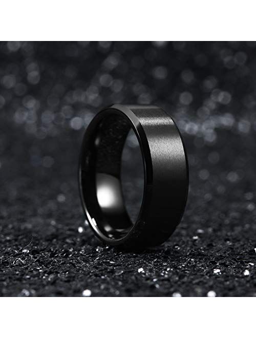 King Will Basic Unisex Silver/Black/Blue/Rose Gold Tungsten Carbide Matte Polished Finish Wedding Engagement Band Ring