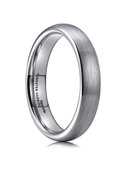 King Will Mens 2mm/4mm/6mm/8mm Black Matte Finish Tungsten Carbide Ring for Men Silver Domed Engagement Wedding Band Comfort Fit