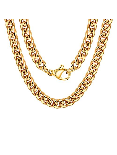 Monily Cuban Link Chains for Men Stainless Steel Boys Chain Chunky Necklace 6mm to 11mm 16 Inches to 36 Inches