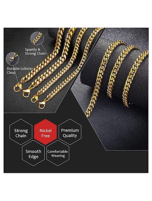 Monily Cuban Link Chains for Men Stainless Steel Boys Chain Chunky Necklace 6mm to 11mm 16 Inches to 36 Inches