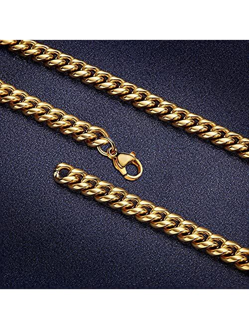 Monily Cuban Link Chains for Men Stainless Steel Boys Chain Chunky Necklace 6mm to 11mm 16 Inches to 36 Inches