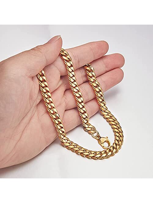 Monily Cuban Link Chains for Men Stainless Steel Boys Chain Chunky Necklace 6mm to 11mm 16 Inches to 36 Inches