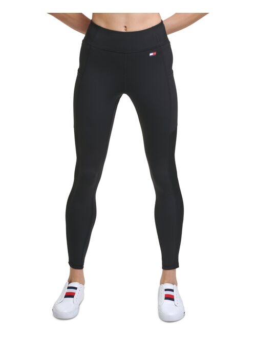 Tommy Hilfiger Sport High-Rise Side Pocket Ribbed-Inset Full Length Leggings