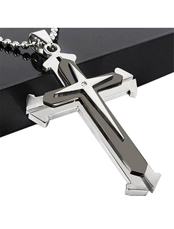 Brave Tour Men Titanium Steel Cross Necklace