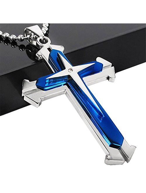 Brave Tour Men Titanium Steel Cross Necklace