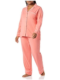 Women's Plus Size Long Sleeve Shirt Full Length Pant Pajama Set