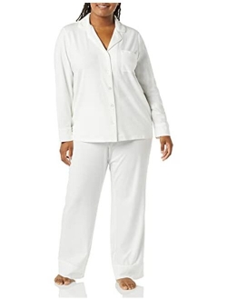 Women's Plus Size Long Sleeve Shirt Full Length Pant Pajama Set