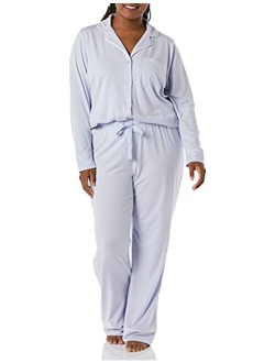 Women's Plus Size Long Sleeve Shirt Full Length Pant Pajama Set